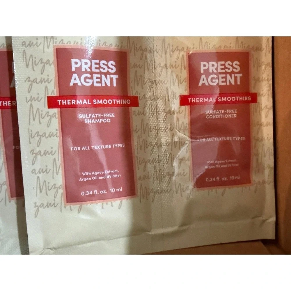 Mizani Press Agent Thermal Smoothing Shampoo Conditioner Samples travel‎
